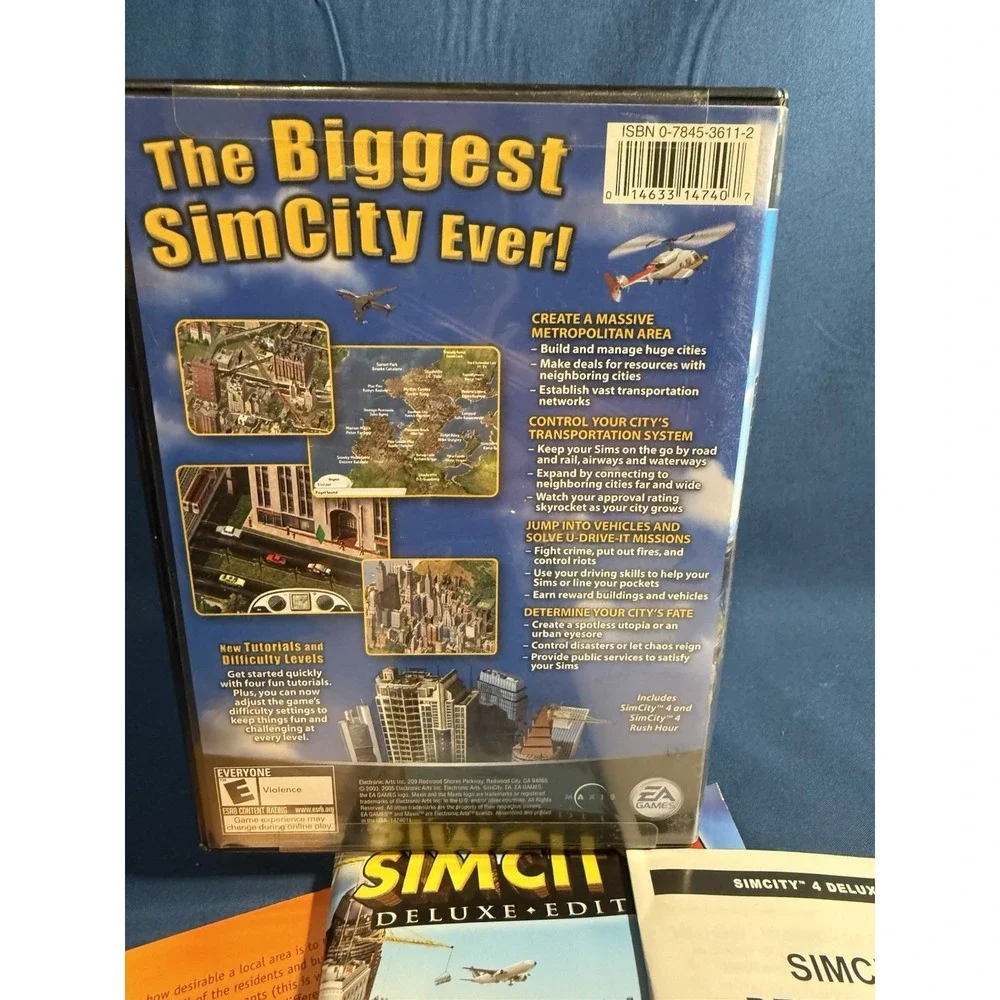 SIM CITY 4: Deluxe Edition (PC Game CD-ROM, 2003) 2 Discs with Manual in Case.